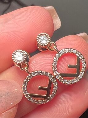 Gold-Tone Crystal Drop Minimalist Circle Earrings - Designer Style